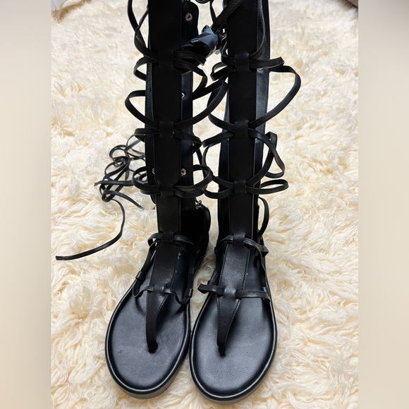 Free People Gladiator Sandals Black Leather Size 6.5 - Picture 6 of 14